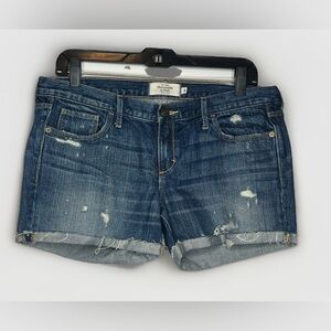 Abercrombie & Fitch women’s cuffed denim Jean shorts size 8 Low Rise Mini 3”